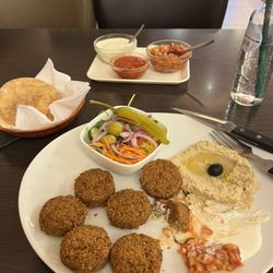 Crystal - Falafel plate with pita & three delicious sauces.