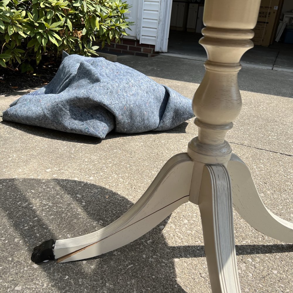National Van Lines - Table leg split part and top of table cracked off. - Movers Near Me National Van Lines - Table leg split part and top of table cracked off. - Movers Near Me