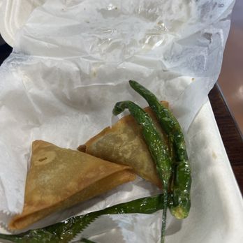 Desi Chowrastha - Onion samosas 6 smaller pieces. - Indian Near Me - Frisco, Texas Desi Chowrastha - Onion samosas 6 smaller pieces. - Indian Near Me - Frisco, Texas