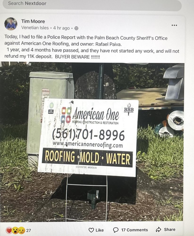 Slide of American One Roofing