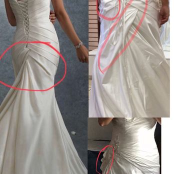 Modern Bride - Dress from the designer online photo (left), the defective mess I got (right). Not symmetrical! - Bridal Near Me - Los Angeles, California Modern Bride - Dress from the designer online photo (left), the defective mess I got (right). Not symmetrical! - Bridal Near Me - Los Angeles, California