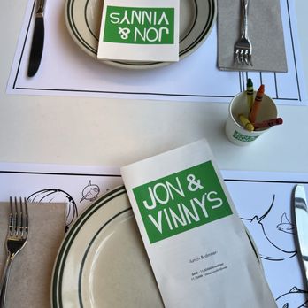 Jon & Vinny's Slauson - Crayons & menus when seated - Italian Near Me - Windsor Hills, California Jon & Vinny's Slauson - Crayons & menus when seated - Italian Near Me - Windsor Hills, California