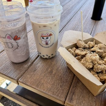 Tea Dojo - Chocolate milkshake, Black milk tea with Boba and popcorn chicken. Yummy!!! - Bubble Tea Near Me - Vacaville, California Tea Dojo - Chocolate milkshake, Black milk tea with Boba and popcorn chicken. Yummy!!! - Bubble Tea Near Me - Vacaville, California