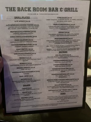 Menu photo 2 The Back Room Bar And Grill Agawam, MA Menu photo 2 The Back Room Bar And Grill Agawam, MA
