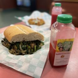 Mushroom melt and Raspberry LimeAde
