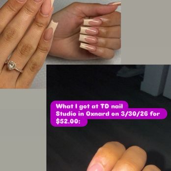 TD Nail Studio - Asked for French tips Ended up with this after the tech's rude comments - Nail Salons Near Me - Oxnard, California
