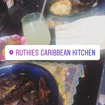 Ruthies Caribbean Kitchen - Jerk chicken, red beans & rice, & Mac and cheese for me with a ginger lemonade - Caribbean Near Me - Vallejo, California