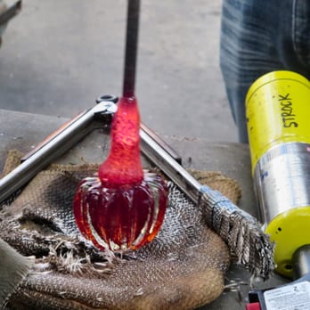 Slow Burn Glass - Creating the stem for pumpkin - Art Galleries Near Me - Richmond, California Slow Burn Glass - Creating the stem for pumpkin - Art Galleries Near Me - Richmond, California