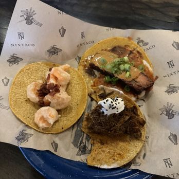 Nixtaco - Shrimp Mazatlan, chicken mole, pork belly tacos. These are my favorites. - Mexican Near Me - Folsom, California Nixtaco - Shrimp Mazatlan, chicken mole, pork belly tacos. These are my favorites. - Mexican Near Me - Folsom, California