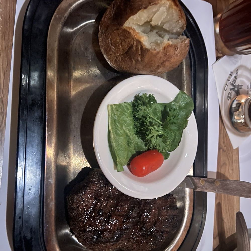 Club Paris - Filet mignon with baked potato - Steakhouses Near Me - Anchorage, Alaska Club Paris - Filet mignon with baked potato - Steakhouses Near Me - Anchorage, Alaska