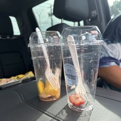 Caprichos Fruteria - Our empty cups because it was very good.