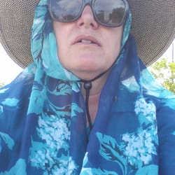 Artizan - I am not glamorous in this pic but the infinity scarf was very useful as sun and mosquito protection in Florida!