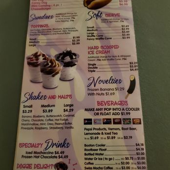Charlie Browns - Kids Menu, Sundaes, Soft serve, Hard Scooped Ice-cream, Shakes & Malts,  Beverages, Doggie delight treat. 5/30/2024 - Ice Cream & Frozen Yogurt Near Me - Almont, Michigan