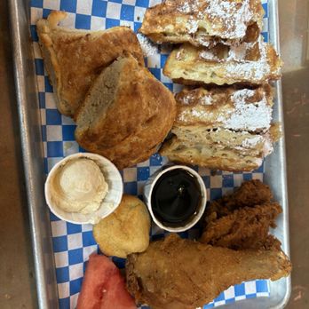 Little Skillet - The Works (2 Chx, 2 Waffles, Muffin, & Side) - Breakfast & Brunch Near Me - San Francisco, California Little Skillet - The Works (2 Chx, 2 Waffles, Muffin, & Side) - Breakfast & Brunch Near Me - San Francisco, California
