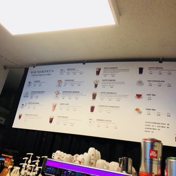 Cafe Marzocca - a menu on the wall - Coffee & Tea Near Me - Lake Oswego, Oregon