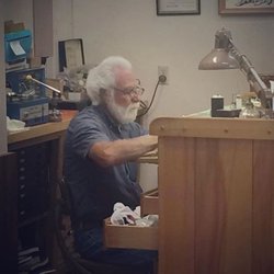 Wilcox Jewelers - Bob working on watches at his bench.