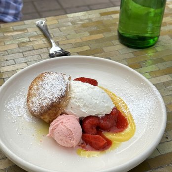 Pizzaiolo - buttermilk biscuit with lemon curd, strawberries, ice cream, and whipped cream - Italian Near Me - Oakland, California Pizzaiolo - buttermilk biscuit with lemon curd, strawberries, ice cream, and whipped cream - Italian Near Me - Oakland, California