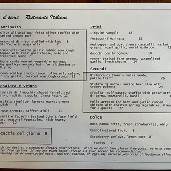 il Seme - menu (opening night 5/18/22) - Italian Near Me - Tulsa, Oklahoma