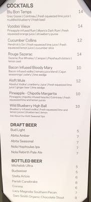 Menu photo 4 W XYZ Bar New Orleans, LA Menu photo 4 W XYZ Bar New Orleans, LA