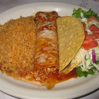 Lauriol Plaza - Lunch special: chicken enchiladas rojas, chicken taco, and rice. - Mexican Near Me - Washington, DC, District of Columbia Lauriol Plaza - Lunch special: chicken enchiladas rojas, chicken taco, and rice. - Mexican Near Me - Washington, DC, District of Columbia