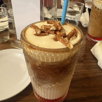 Lola's Eatery - Strawberry pretzel salad iced latte - Breakfast & Brunch Near Me - Pittsburgh, Pennsylvania