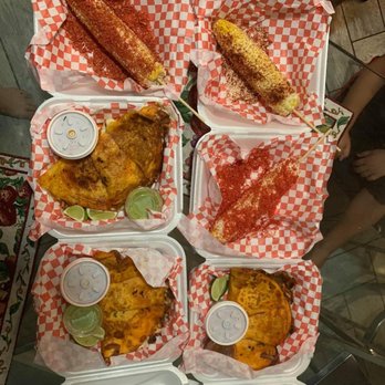 Quesa Loco - Quesadilla de Birria , Consommé and Regular Tajin Elote, Takis Elote and Hot Cheetos coated Elote - Latin American Near Me - Orlando , Florida