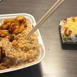 Saru Hibachi and Sushi - Chicken and shrimp hibachi  Crunchy roll