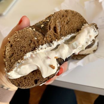 Have A Bagel - Pumpernickel everything toasted with veggie tofu cream cheese - Bagels Near Me - Brooklyn, New York Have A Bagel - Pumpernickel everything toasted with veggie tofu cream cheese - Bagels Near Me - Brooklyn, New York