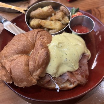 de Fuego - Benedict  Croissant Smashed & Fried Potatoes - Latin American Near Me - Clackamas, Oregon