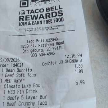 Taco Bell - $5 box is apparently $5.99 at this location. - Tacos Near Me - Orangeburg, South Carolina Taco Bell - $5 box is apparently $5.99 at this location. - Tacos Near Me - Orangeburg, South Carolina