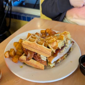 Sunny Point Café - Chicken and waffle sandwich - Southern Near Me - Asheville, North Carolina Sunny Point Café - Chicken and waffle sandwich - Southern Near Me - Asheville, North Carolina