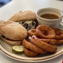Leo's Grill & Malt Shop - French dip with onion rings