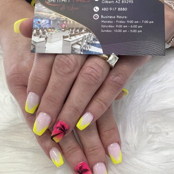 SanTan Nails & Spa - #summervibes Love the palm tree design, colors, and dip by Renee - Nail Salons Near Me - Gilbert, Arizona SanTan Nails & Spa - #summervibes Love the palm tree design, colors, and dip by Renee - Nail Salons Near Me - Gilbert, Arizona