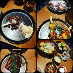 Glør - Spareribs,  kyllingspyd, panzanella med kullgrillet makrell, karamellis med pecan og sjokoladeganache