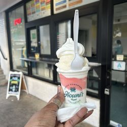 Houni’s Italian Ice - Medium Gelati with Vanilla Soft Serve  Ice flavors- margarita, watermelon, coconut, and pineapple