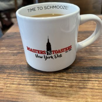 Roasters 'N Toasters - Pinecrest - Complementary coffee, and Roasters Coffee Mug - Bagels Near Me - Miami, Florida