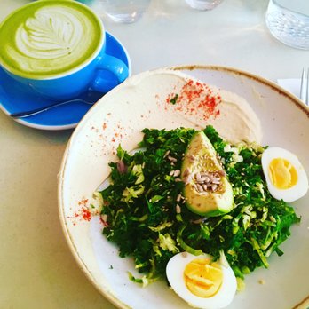 Two Hands - Brassicas Bowl & Matcha latte with almond milk - brunch Perfection! - Breakfast & Brunch Near Me - New York, New York Two Hands - Brassicas Bowl & Matcha latte with almond milk - brunch Perfection! - Breakfast & Brunch Near Me - New York, New York