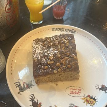 Breakfast Republic - Huge coffee cake on a fun plate! - Breakfast & Brunch Near Me - Culver City, California Breakfast Republic - Huge coffee cake on a fun plate! - Breakfast & Brunch Near Me - Culver City, California