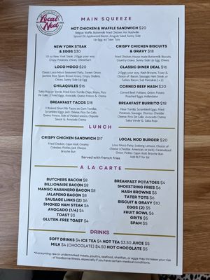 Menu photo 6 The Local Nod Cafe Huntington Beach, CA