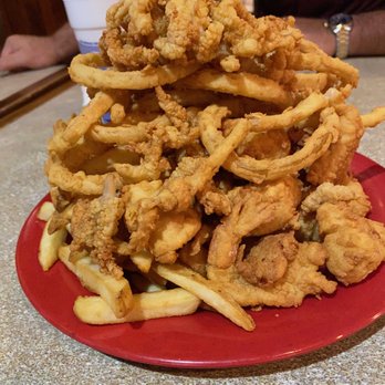 Boston's Fish House - Tower of delicious seafood, fries and onion rings! - Seafood Near Me - Winter Park, Florida