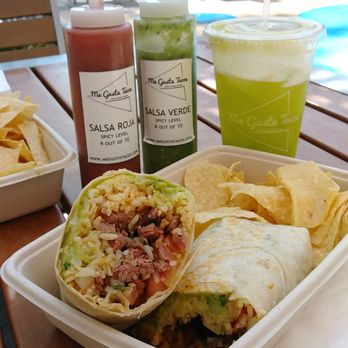 Me Gusta Tacos - Carne asada mission burrito $9 and some change after tax. Comes w a side a chips. Shown w pineapple basil agua fresca, free w Yelp check in! - Tacos Near Me - Henderson, Nevada Me Gusta Tacos - Carne asada mission burrito $9 and some change after tax. Comes w a side a chips. Shown w pineapple basil agua fresca, free w Yelp check in! - Tacos Near Me - Henderson, Nevada