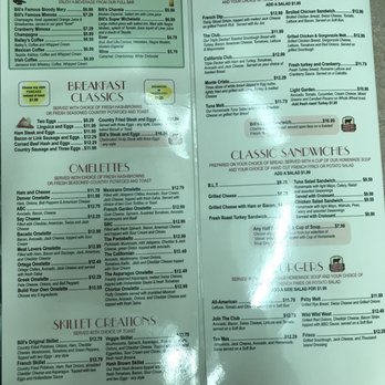 Bill's Cafe - Menu p2: Breakfast Classics & Sandwiches - American Near Me - San Jose, California