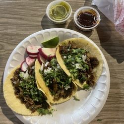 Delicias Michoacanas - carne asada combo three taco plate