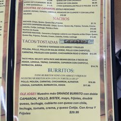 Taqueria El Guero - Menu