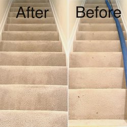 Carpet pile lifted, traffic pattern removed, stains removed, overall appearance & color refreshed, protected from re-soiling