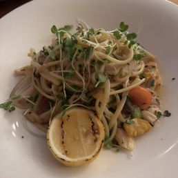 Dungeness crab and prawn linguine Dungeness crab and prawn linguine