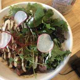 Roast beef bowl half rice half salad Roast beef bowl half rice half salad