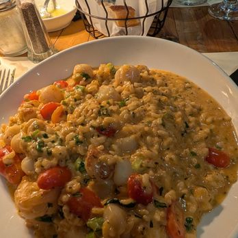 Carmela's Restaurant - Risotto with Scallops, Shrimp, and Tomatoes - Italian Near Me - Kingston, Massachusetts