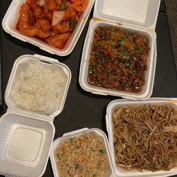 Great China Restaurant - Sweet and Sour chicken, Pork Egg Foo Young, Chicken low mein, ham fried rice, steamed white rice
