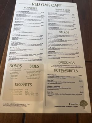 Menu photo 2 Red Oak Cafe League City, TX